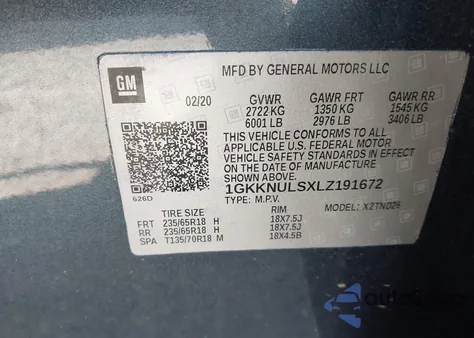 2020 GMC Acadia Awd Slt из США, поврежденный, VIN 1GKKNULSXLZ191672